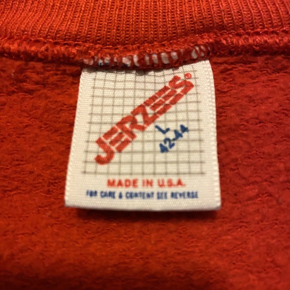 Vintage 90s Christmas Puff Paint Sweatshirt Adult Large Red Made In USA - Picture 4 of 4